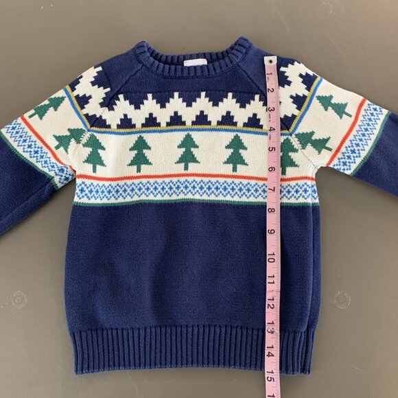Hanna Andersson 90 3T Holiday Sweater Navy Trees Christmas Pullover Fair Isle - Picture 9 of 12